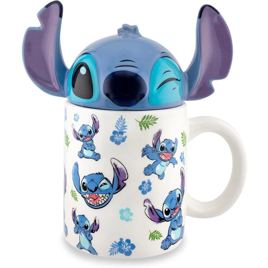 Lilo & Stitch, tasse avec couvercle 3D de Stitch vue de devant