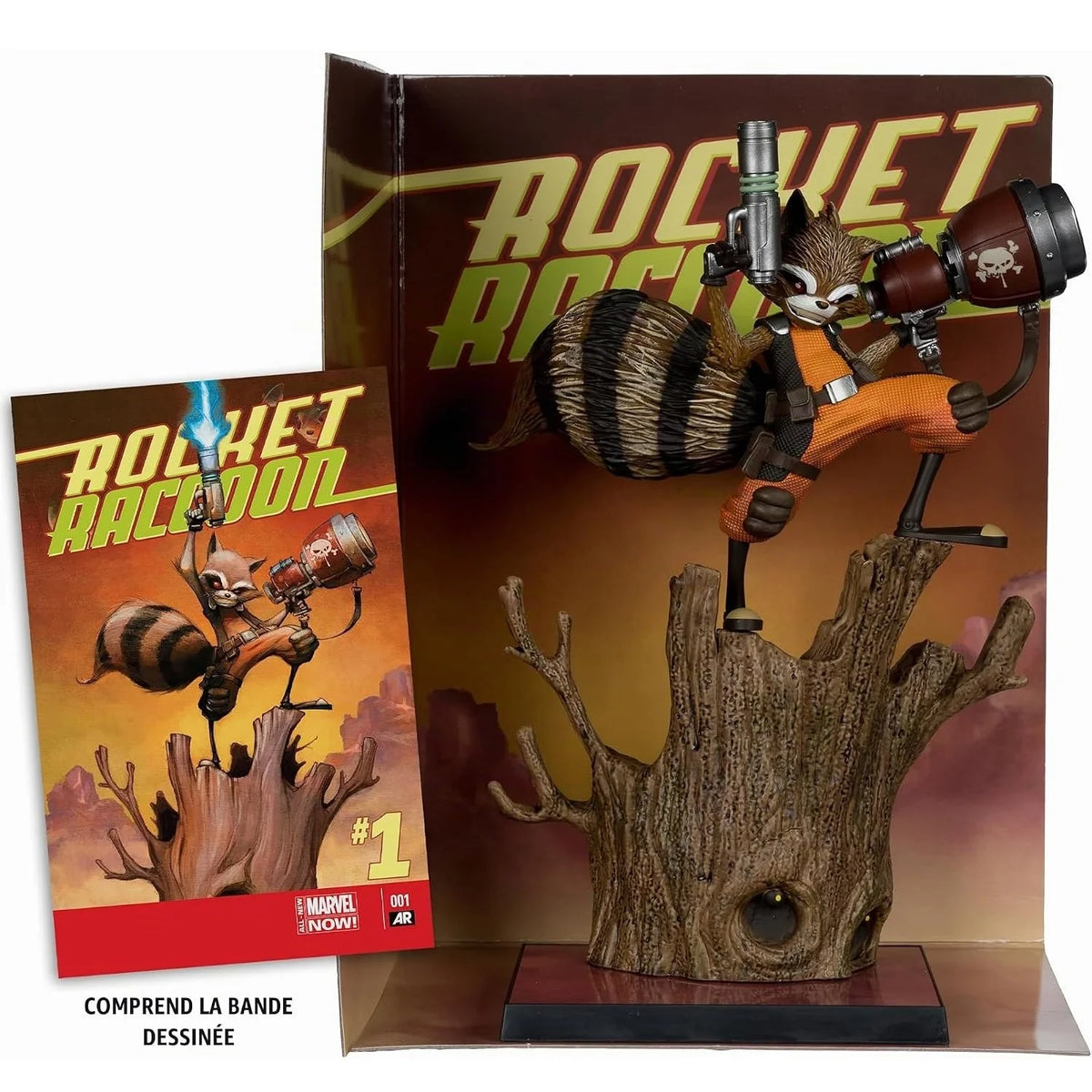 Marvel Collection 1:6, figurine de Rocket Racoon avec le comic