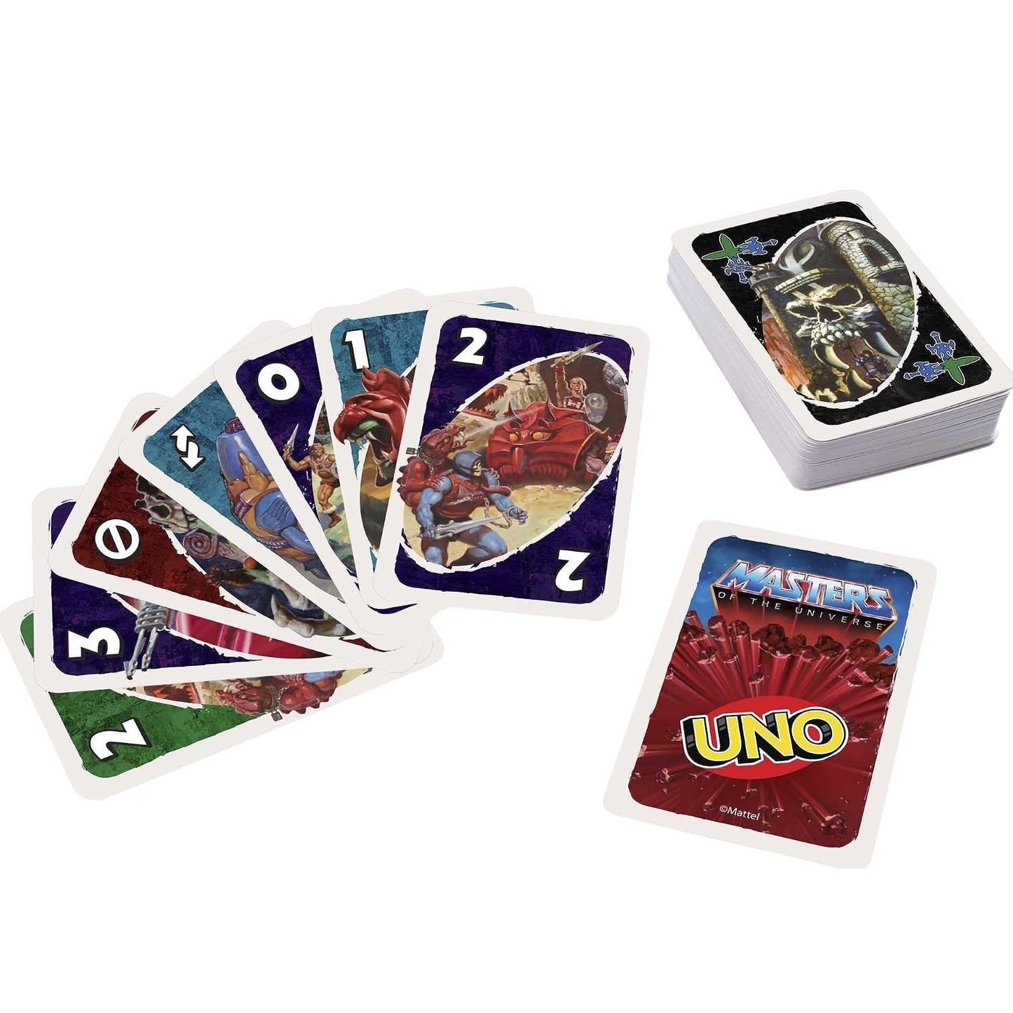 Les Maitres de l'univers jeu de carte Uno sur la table