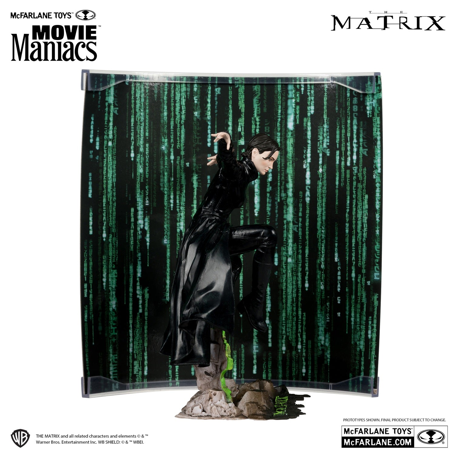 Matrix, figurine Trinity Movie Maniacs McFarlane de profil