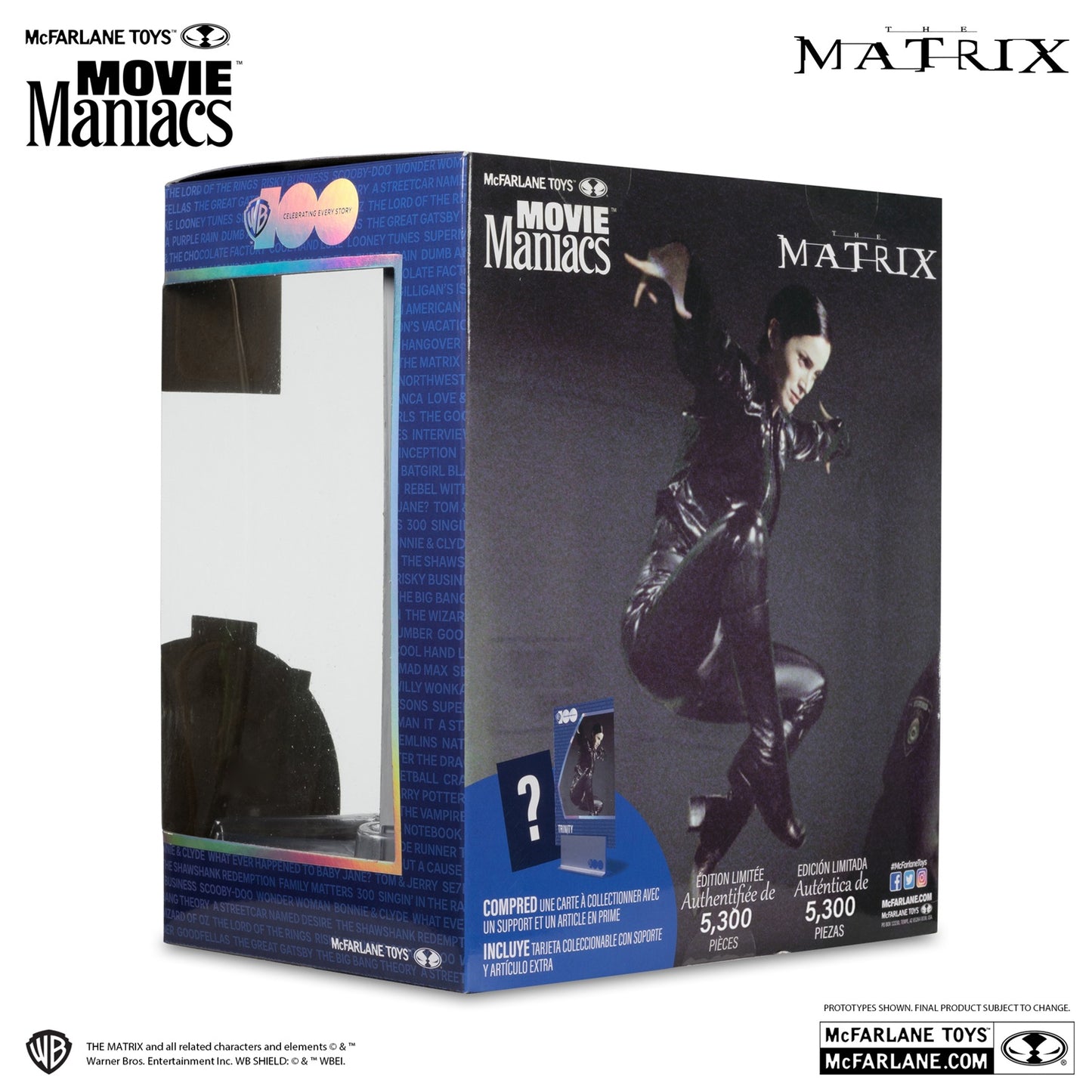 Matrix, figurine Trinity Movie Maniacs McFarlane arrièrre de la boite