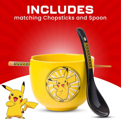 Pokémon, bol à ramen avec baguettes et cuillère Pikachu