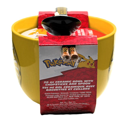Pokémon, bol à ramen avec baguettes et cuillère Pikachu vu de l'emballage