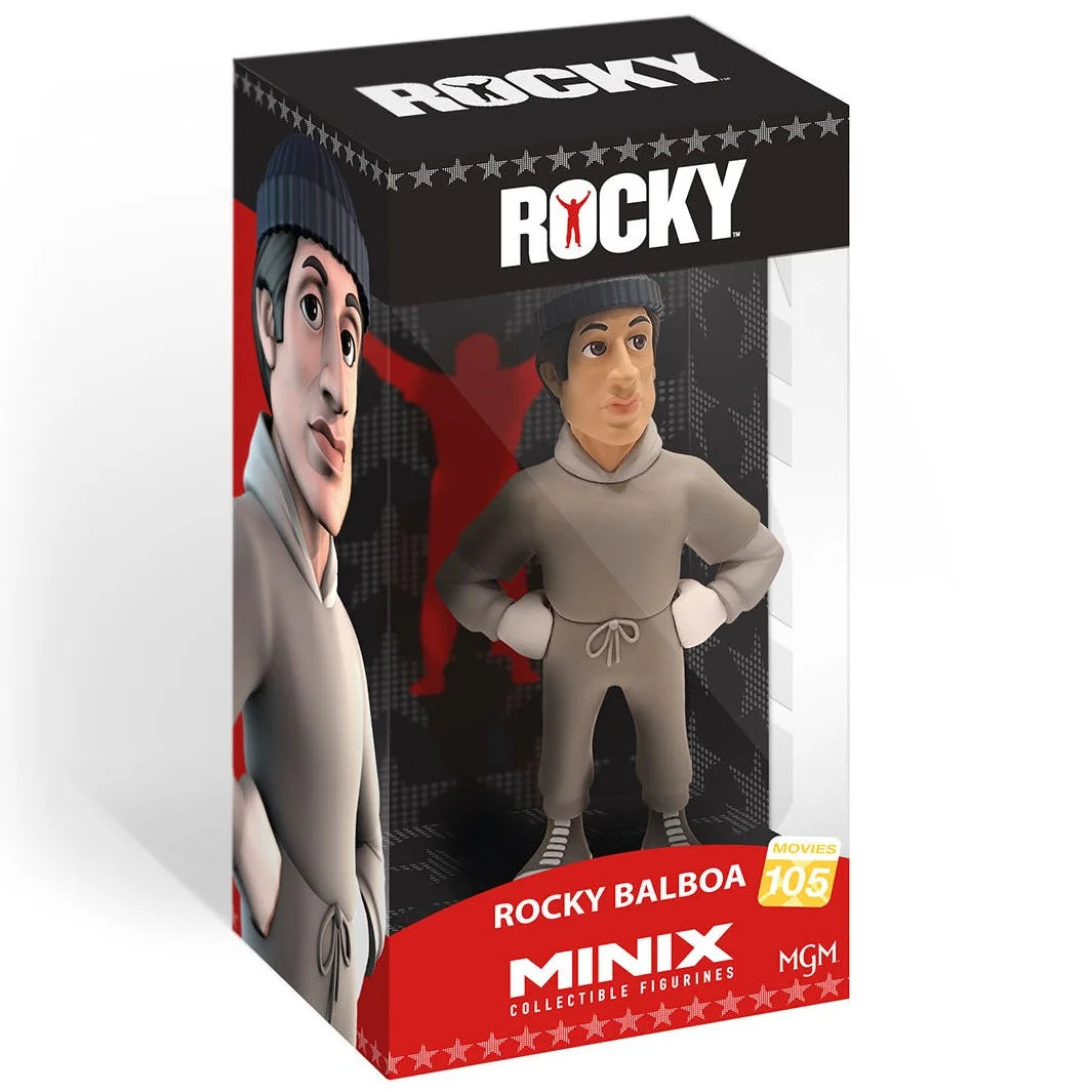 Rocky, figurine Minix de Rocky Balboa en survêtement vue dans sa boite