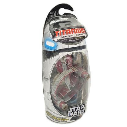 Star Wars vaisseau Jedi Starfighter d'Obi-Wan Titanium series boite de 3/4