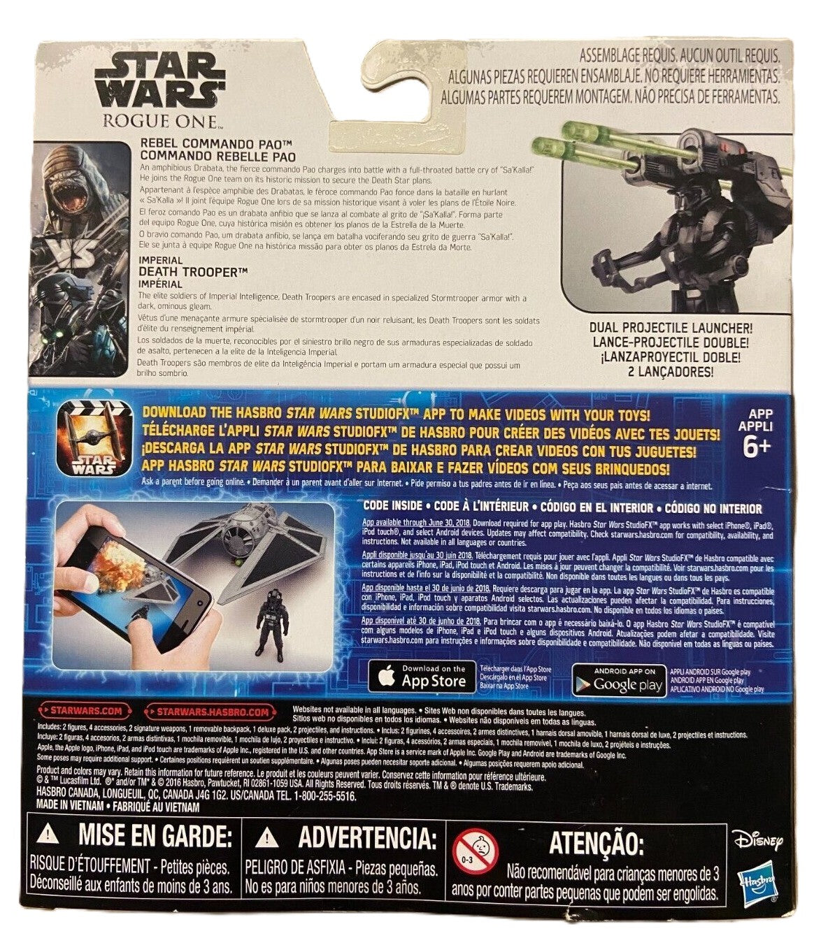 Star Wars Rogue One ensemble de 2 figurines Rebel ao et Death Trooper arrière de la boite