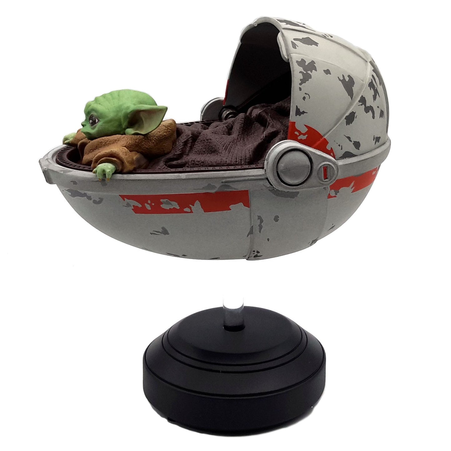Star Wars the Mandalorian statuette Grogu dans sa nacelle Milestone vu de profil gauche