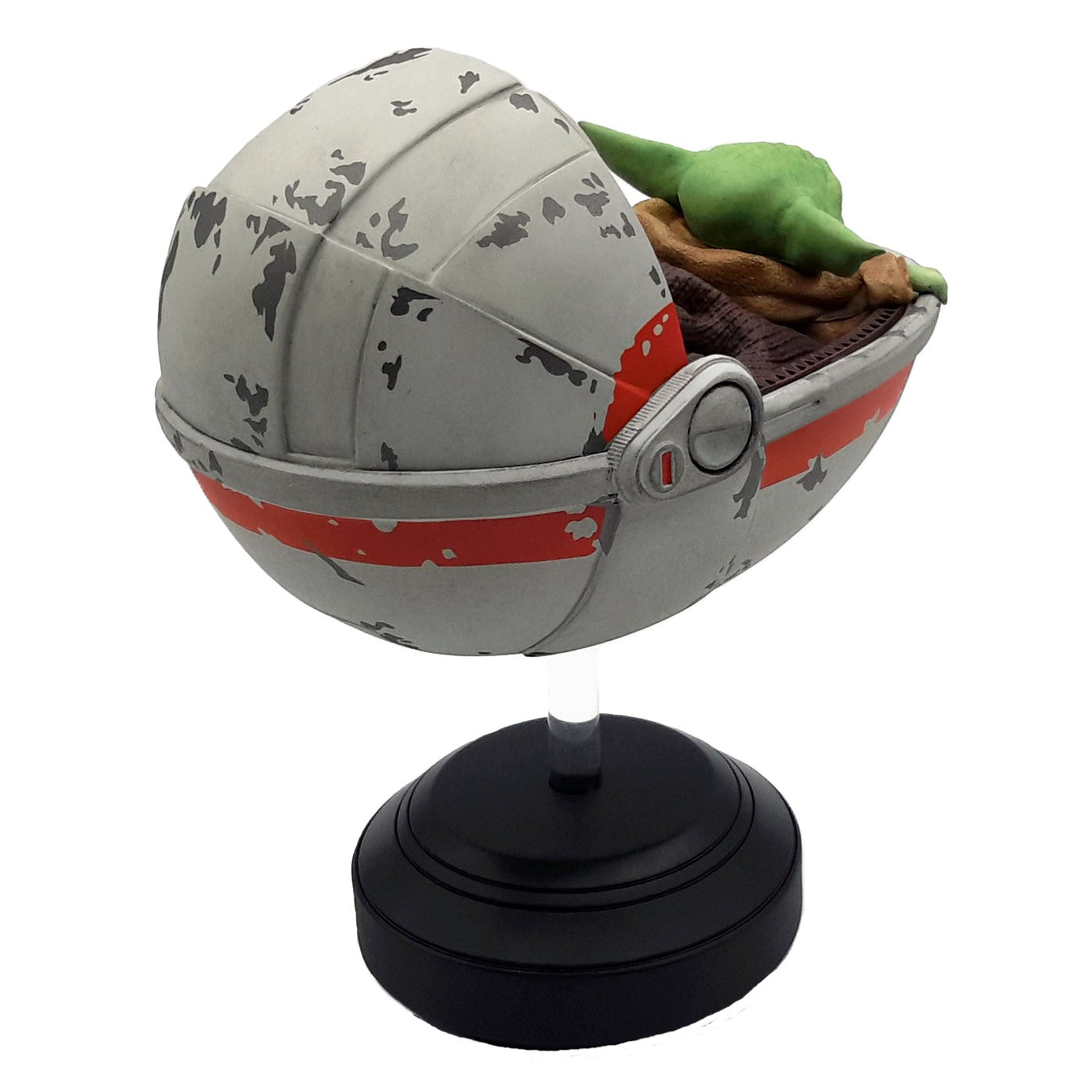 Star Wars the Mandalorian statuette Grogu dans sa nacelle Milestone vu de 3/4 arrière