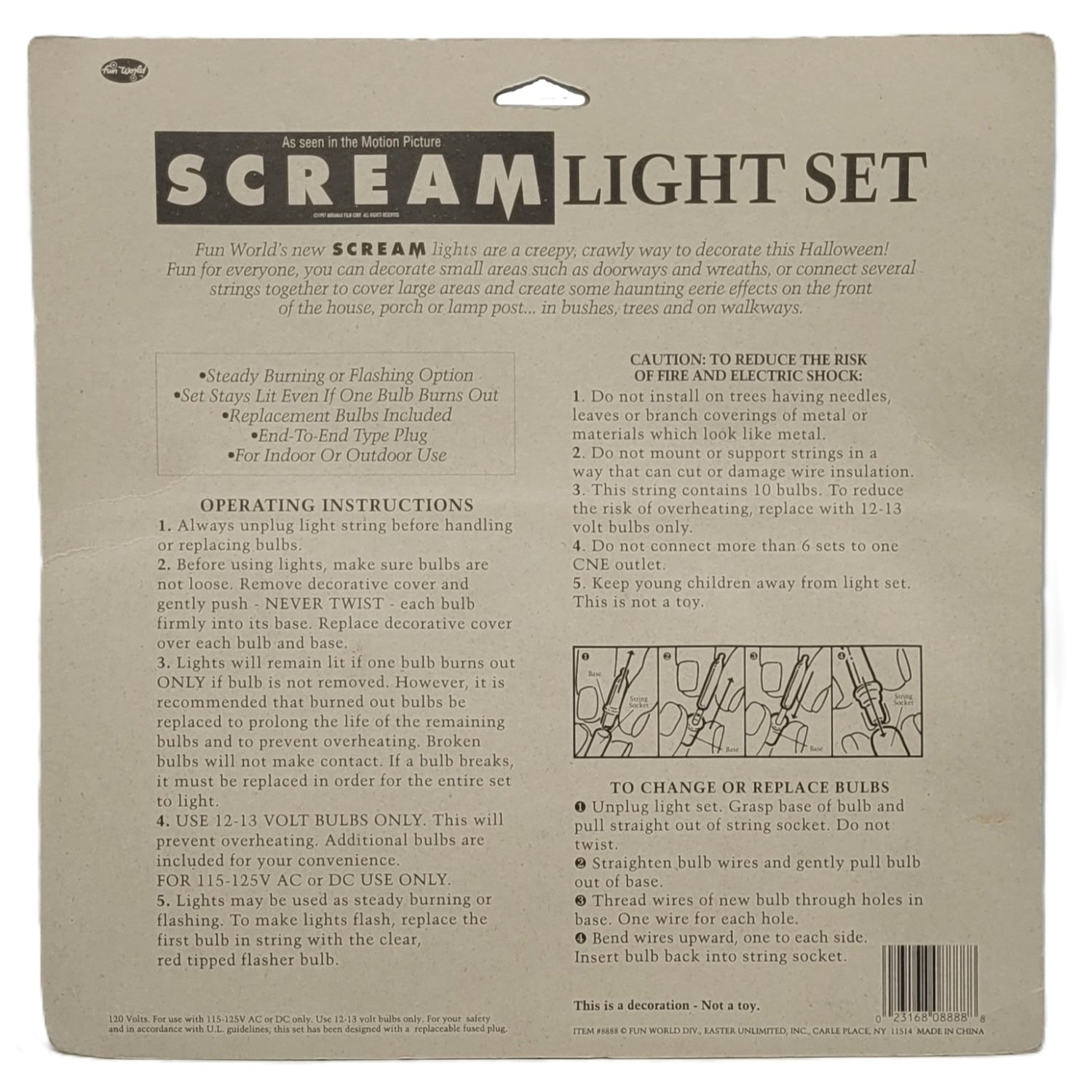 Scream, ensemble de lumière Ghostface arrière de la boite