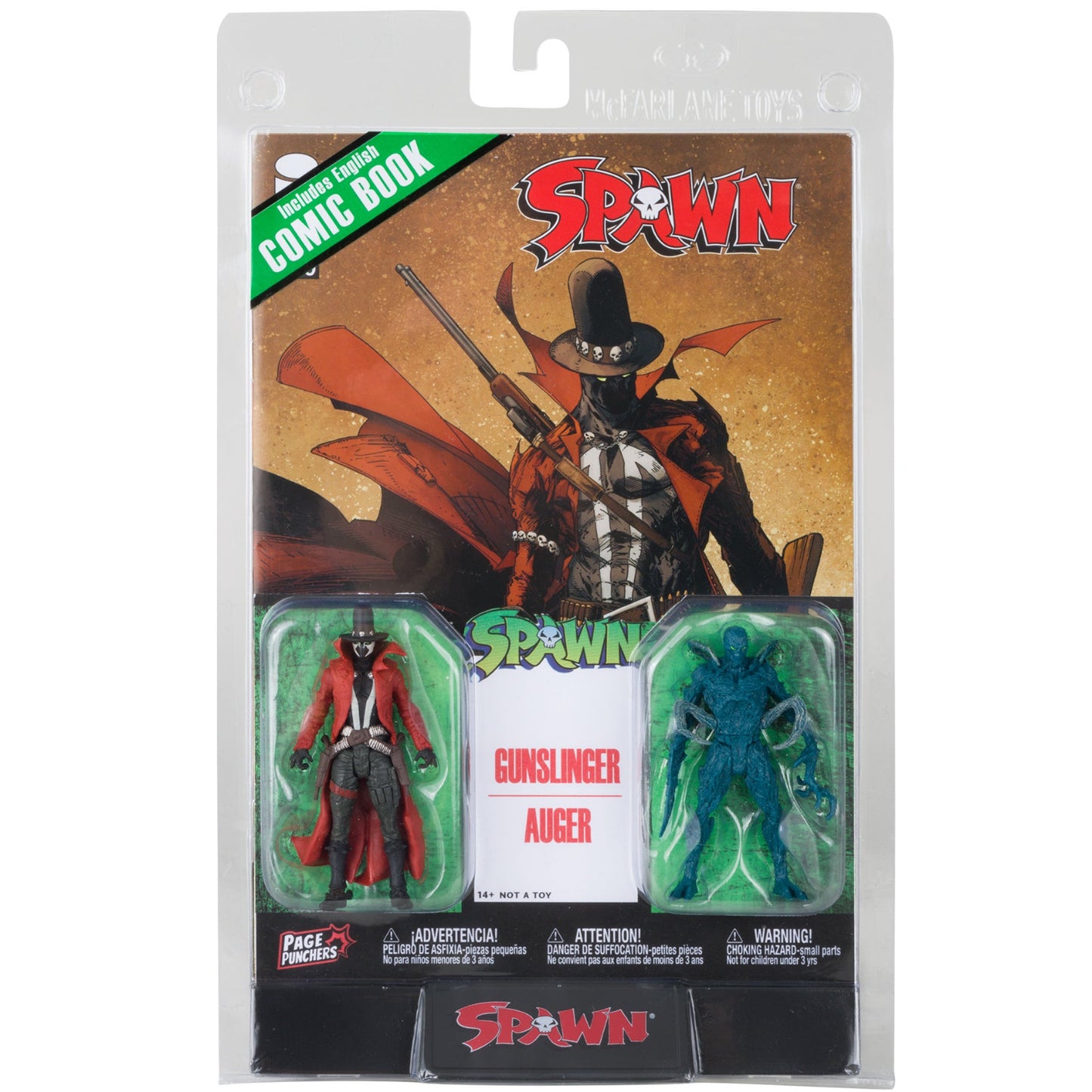 Spawn, figurine 3" Gunslinger et Auger avec comic (McFarlane)