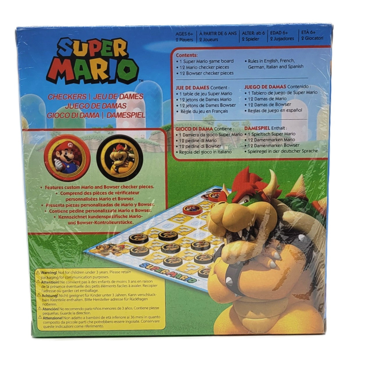 Jeu de dames Super Mario arrière de la boite