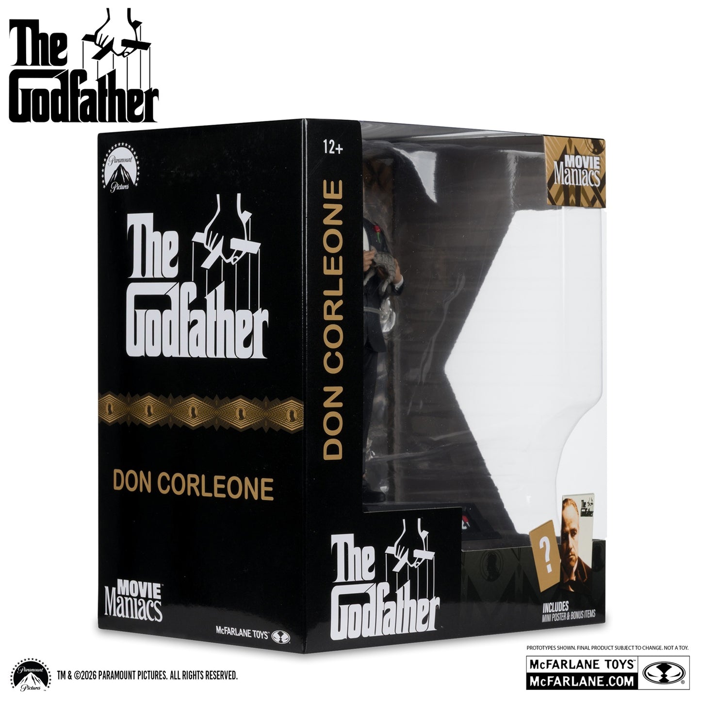 Le Parrain figurine Movie Maniacs Don Corleone boite de 3/4