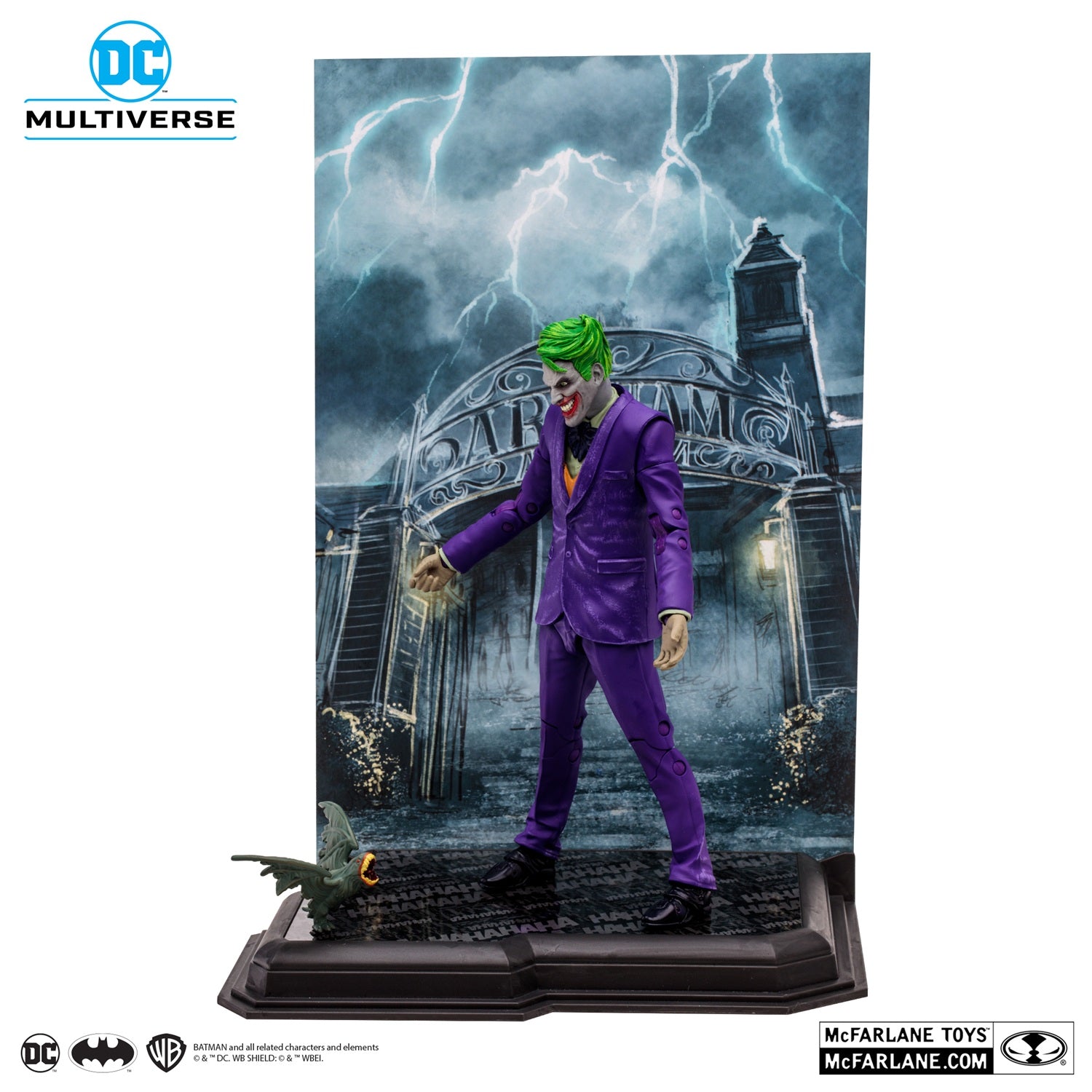 Figurine The Joker Deadly Duo Gold Label McFarlane avec fond