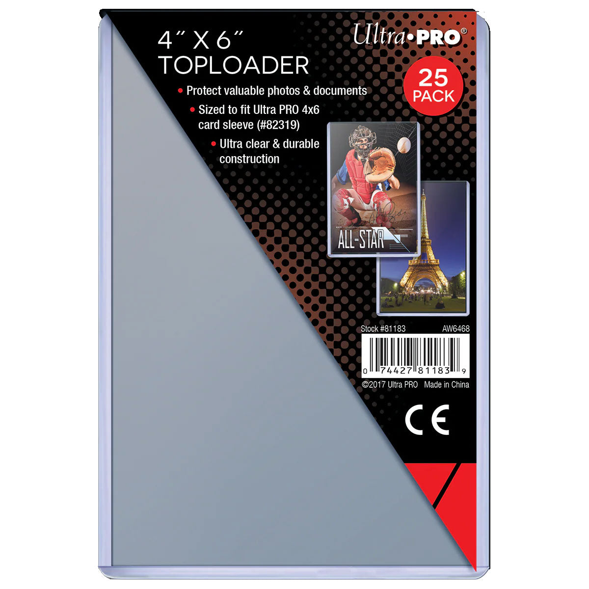 Ultra PRO, toploader 4" x 6", pack of 25 (81183)