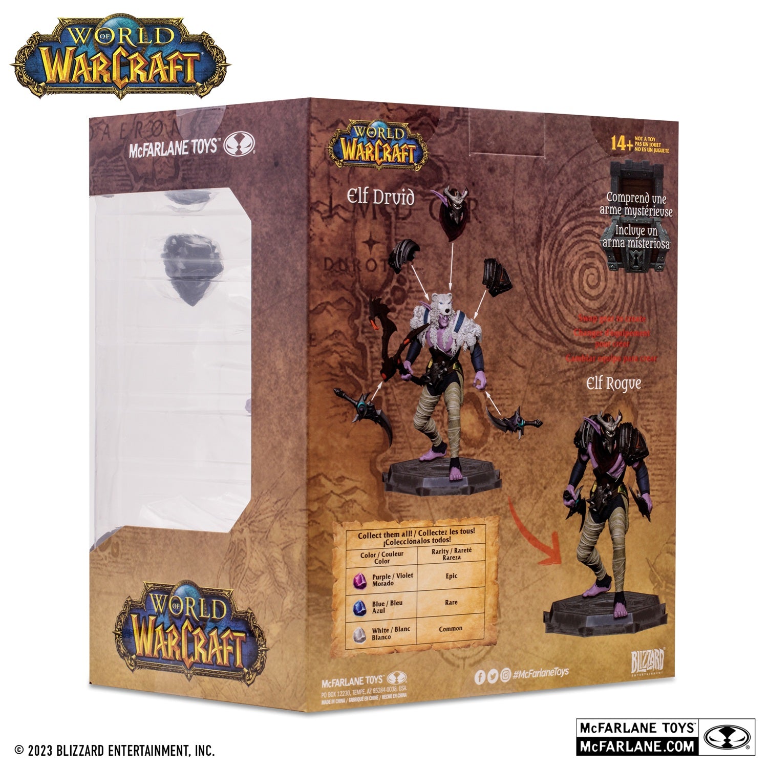 World of Warcraft, figurine Common Elf Druid McFarlane arrière de la boite