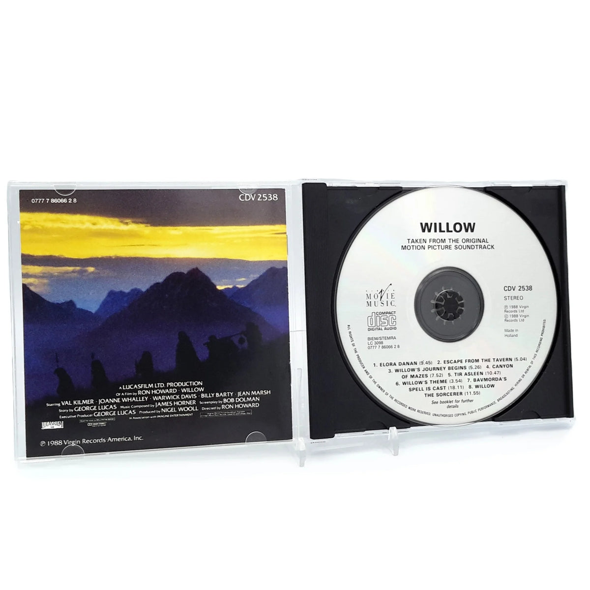 Trame sonore de Willow vue du boitier ouvert