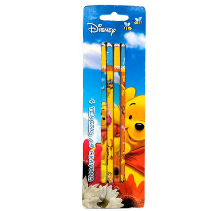 Ensemble des 4 crayons Winnie the Pooh devant de l'emballage