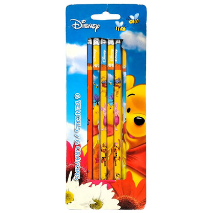 Ensemble des 6 crayons Winnie the Pooh devant de l'emballage