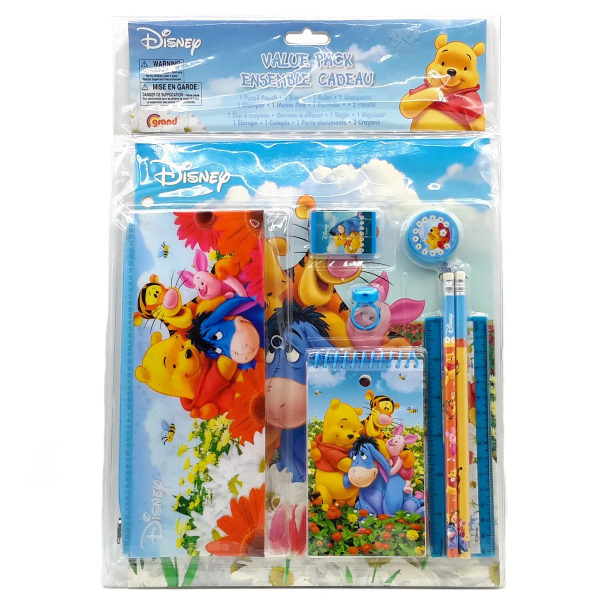 Ensemble de papeterie 9 pièces Winnie the Pooh vu de devant