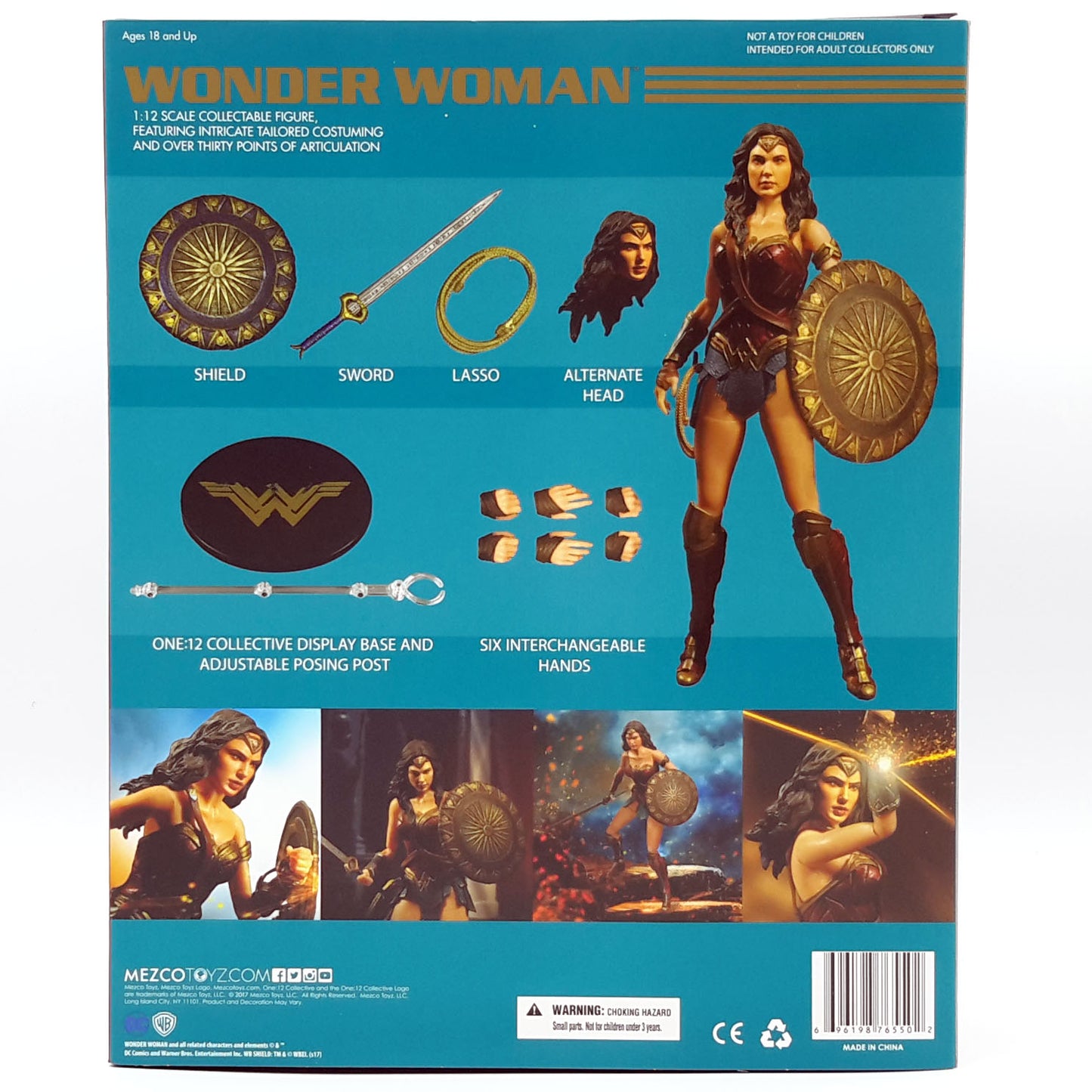 Wonder Woman figurine One:12 par Mezco arrière de la boite