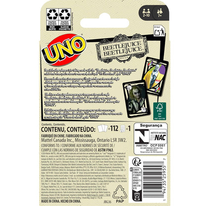 Beetlejuice Beetlejuice jeu de cartes Uno arrière de la boite
